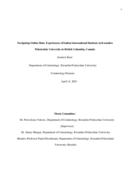 Navigating Online Hate: Experiences of Indian International Students at Kwantlen Polytechnic University in British Columbia, Canada