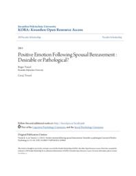 Positive Emotion Following Spousal Bereavement : Desirable or Pathological?