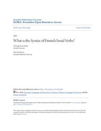 What is the Syntax of Finnish Serial Verbs?