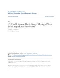 ¡En Esta Religión se Habla Congo! Ideología Palera en la Lengua Ritual Palo Monte