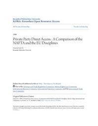 Private Party Direct Access : A Comparison of the NAFTA and the EU Disciplines