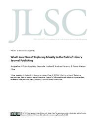 What’s in a Name? Exploring identity in the field of library journal publishing