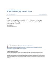 Subject-Verb Agreement and Covert Raising to Subject in Finnish