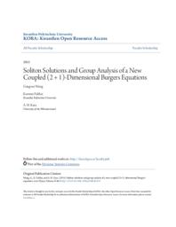 Soliton Solutions and Group Analysis of a New Coupled (2 + 1)-Dimensional Burgers Equations