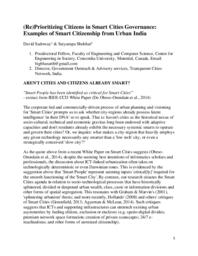 (Re)prioritizing citizens in ‘smart cities’ governance: Examples of smart citizenship form India