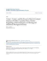 "Crisis", "Crime", and the Power to Heal: A Content Analysis of Online Canadian News Articles Regarding a National Inquiry on Missing and Murdered Aboriginal Women