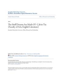 The Stuff Dreams Are Made Of - Calvin Tiu (Faculty of Arts, English Literature)