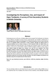 Investigating the Perceptions, Use, and Impact of Open Textbooks