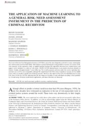 The Application of Machine Learning to a General Risk-Need Assessment Instrument in the Prediction of Criminal Recidivism