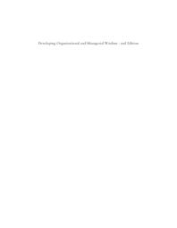 Developing Organizational and Managerial Wisdom