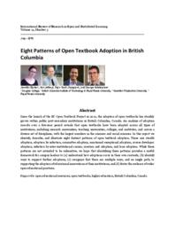 Eight Patterns of Open Textbook Adoption in British Columbia
