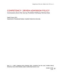 Competency-Driven Admission Policy: Conclusions from the Surrey Portfolio Pathway Partnership