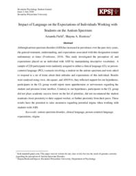 Impact of Language on the Expectations of Individuals Working with Students on the Autism Spectrum