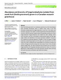 Abundance and diversity of fungal endophytes isolated from monk fruit (Siraitia grosvenorii) grown in a Canadian research greenhouse
